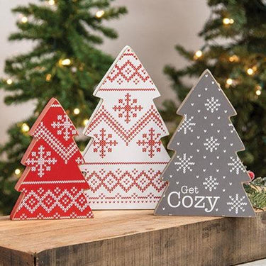 3 Set Get Cozy Sweater Christmas Tree Sitters - The Fox Decor